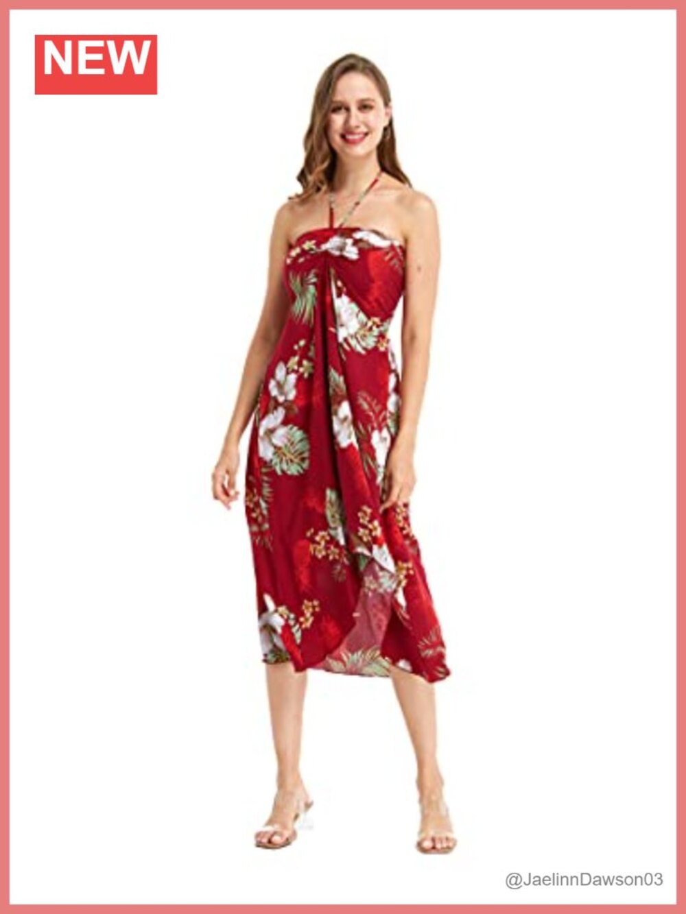 Women's Hawaiian Luau Halter Dress High Low Swing Floral